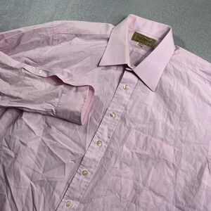 Paul Stuart Shirt Mens 16.5 35 Solid Pink Oxford Button Down Long Sleeve